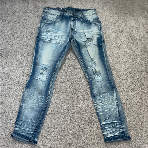 Copper Rivet Other - Men's Distressed Blue Jeans